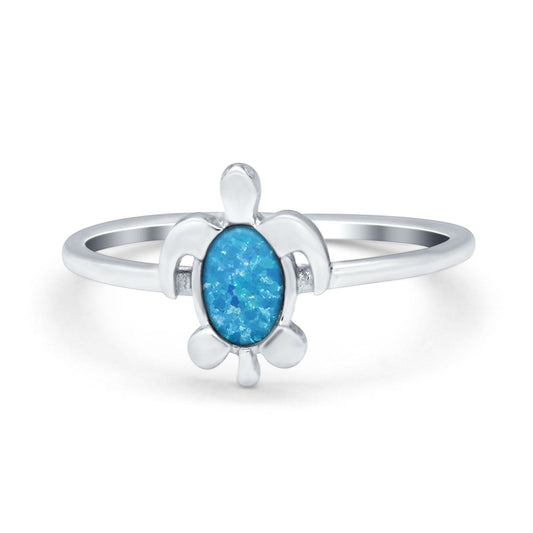 Turtle Lab Created Blue Opal Ring