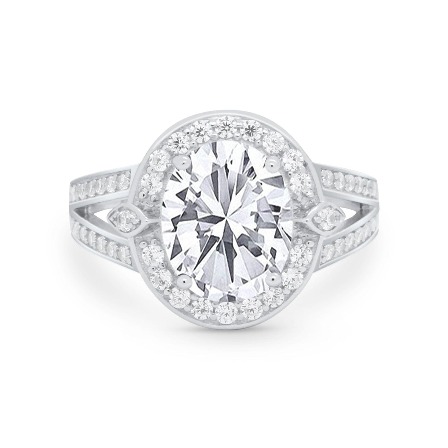 Art Deco Split Shank Engagement Bridal Ring Simulated Cubic Zirconia