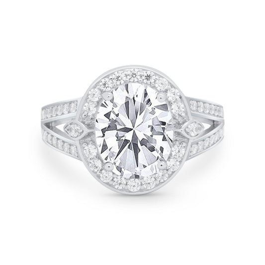 Art Deco Split Shank Engagement Bridal Ring Simulated Cubic Zirconia