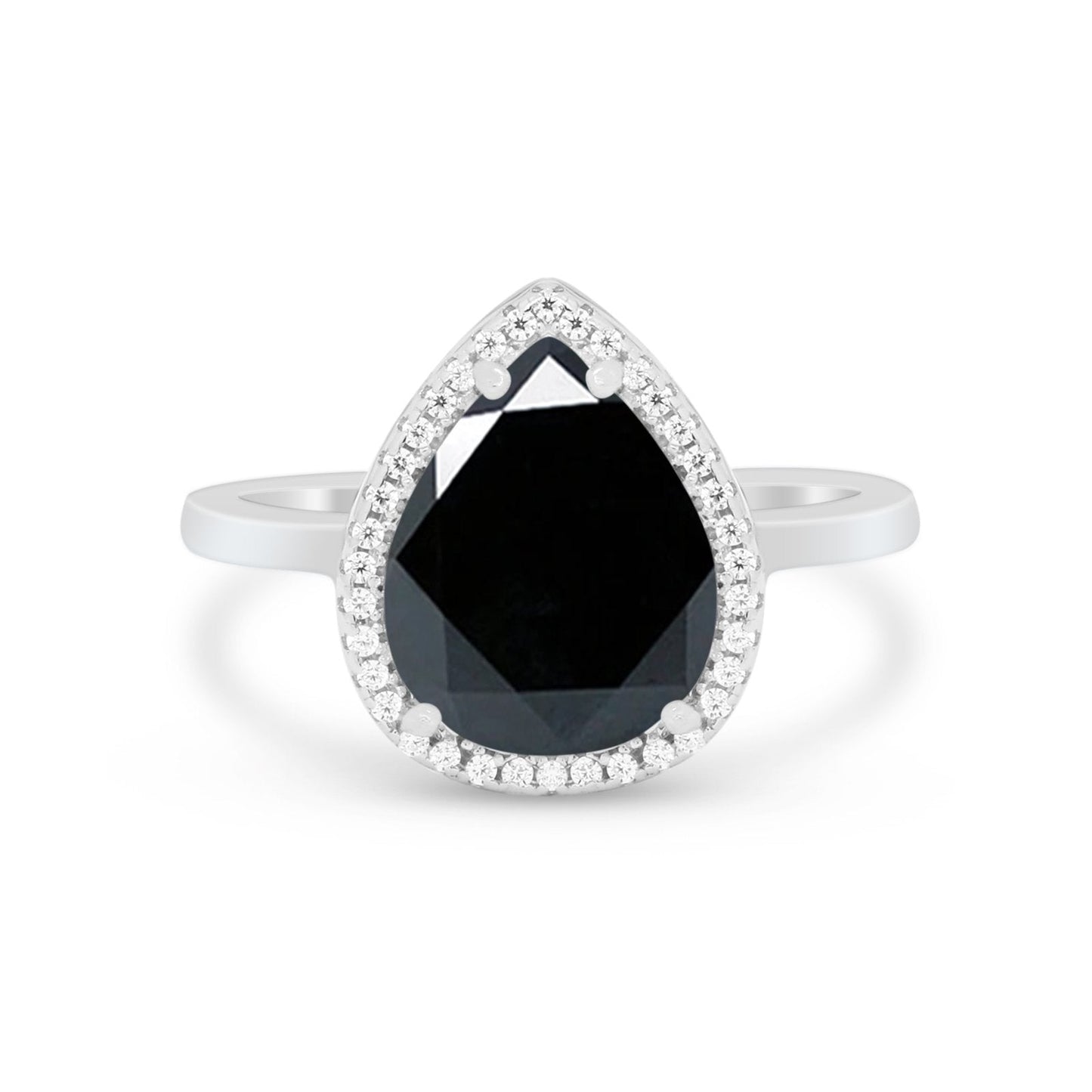 Halo Teardrop Wedding Ring Pear Simulated Cubic Zirconia