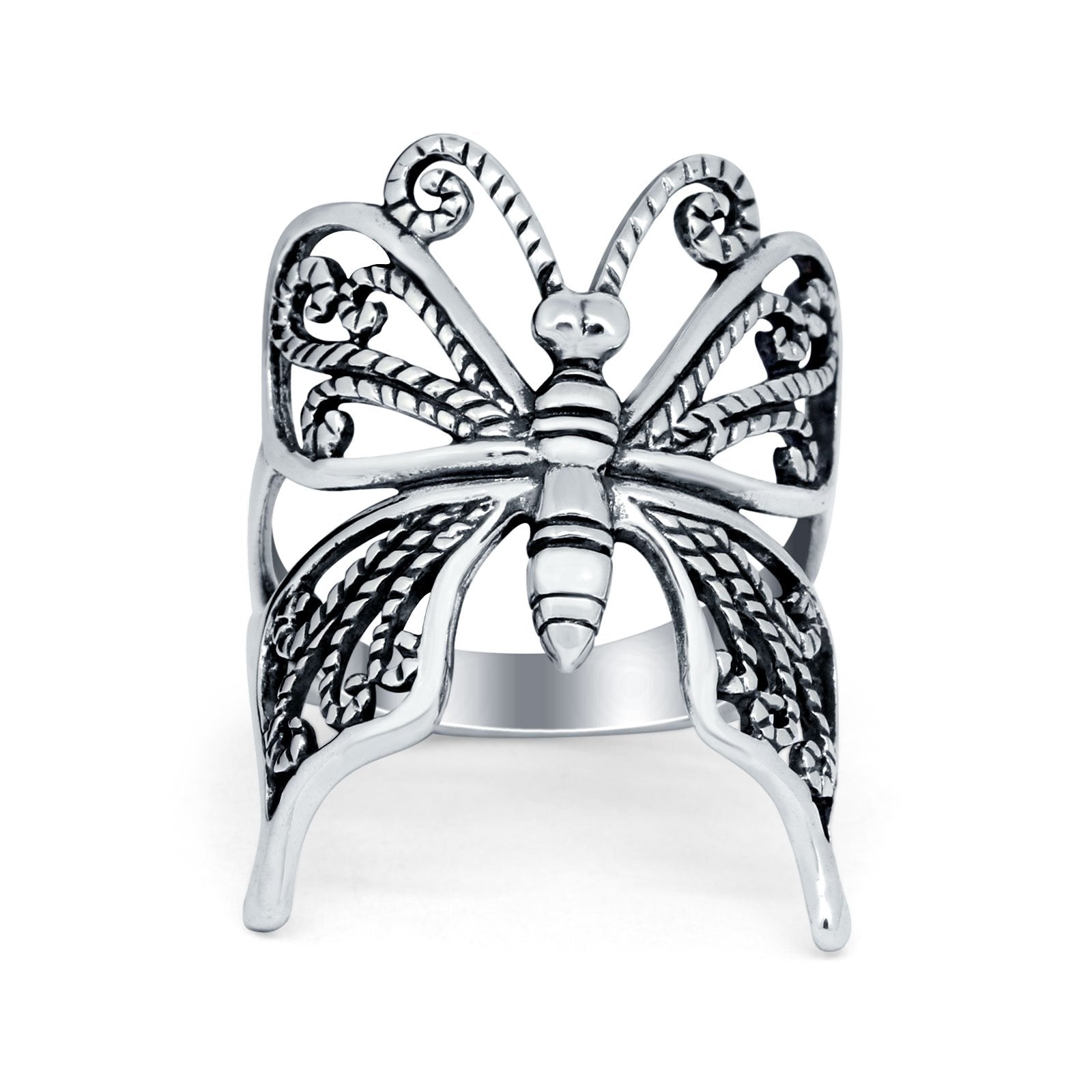 Butterfly Filigree Oxidized Ring