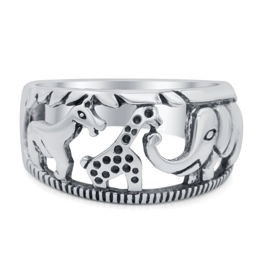 Animals Oxidized Band Thumb Ring (10mm)