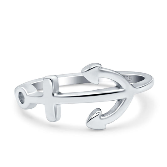 Anchor Band Rhodium Plated Thumb Ring (10mm)