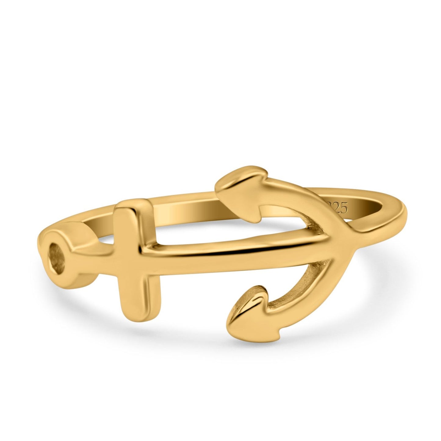 Anchor Band Yellow Tone Thumb Ring (10mm)