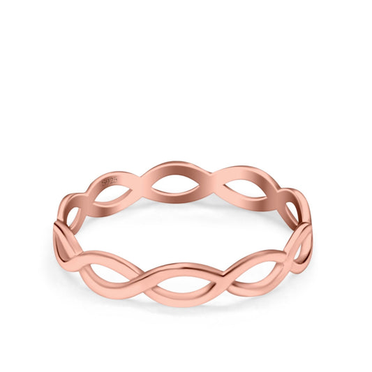 Full Eternity Infinity Braided Crisscross Rose Tone Band Ring (3mm)