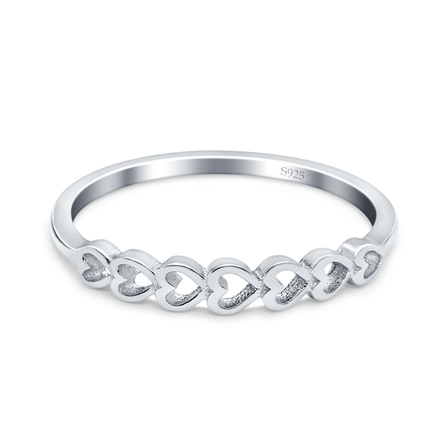 Hearts Band Rhodium Plated Ring