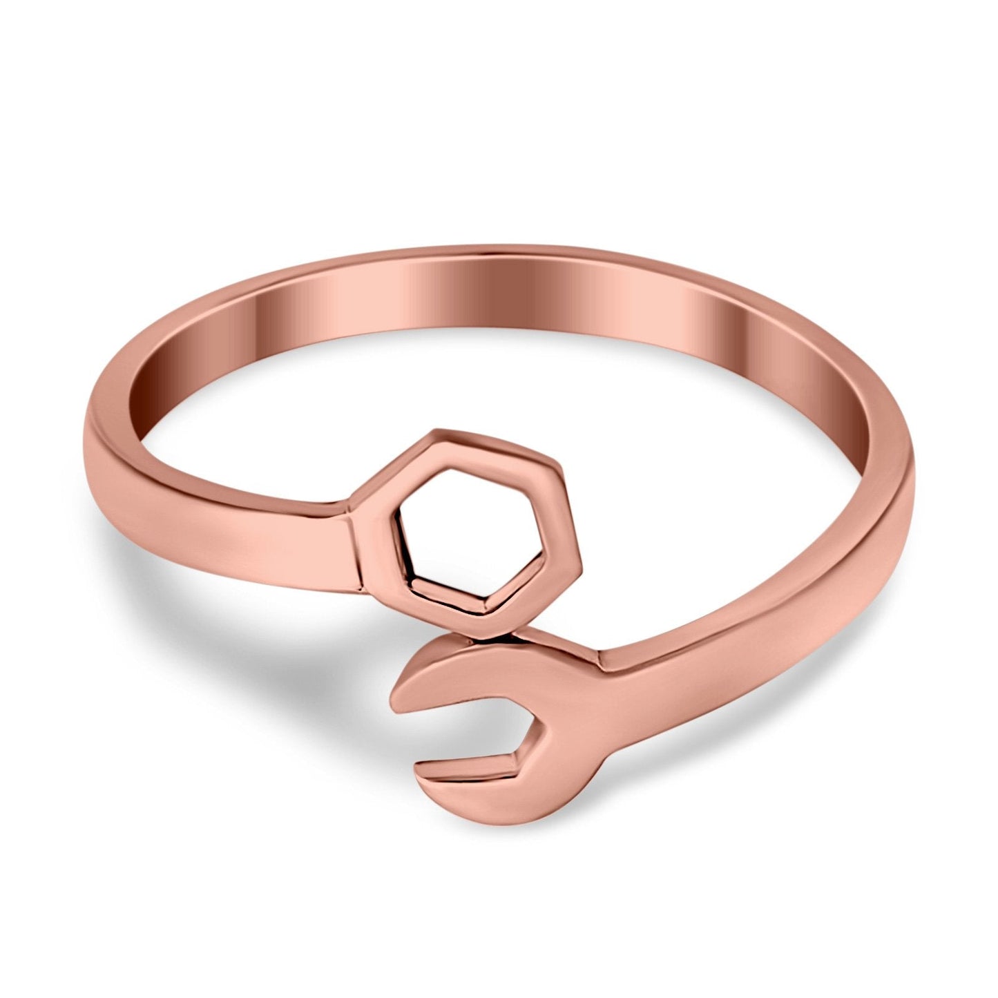 Mechanical Wrench Band Rose Tone, Plain Ring