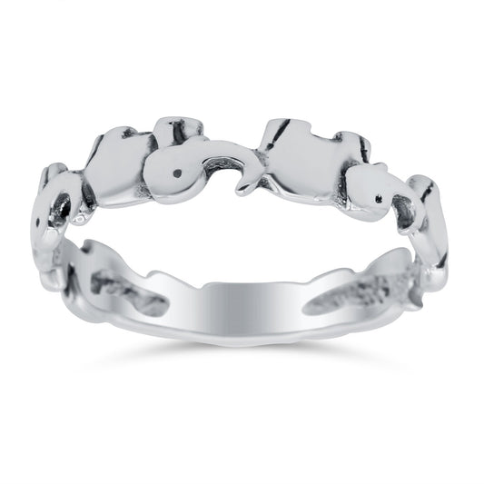 Elephants Oxidized Band Thumb Ring (4mm)