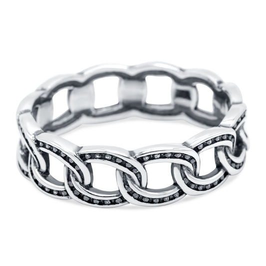 Chain Oxidized Band Thumb Ring (6mm)