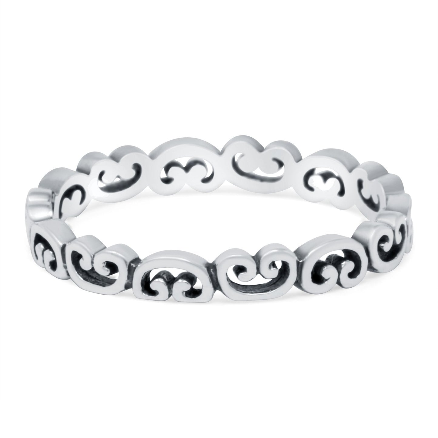 Heart Filigree Thumb Ring Band Oxidized (3mm)