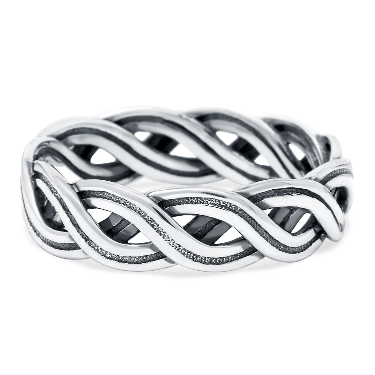 Crisscross Ring Oxidized Band (5mm)