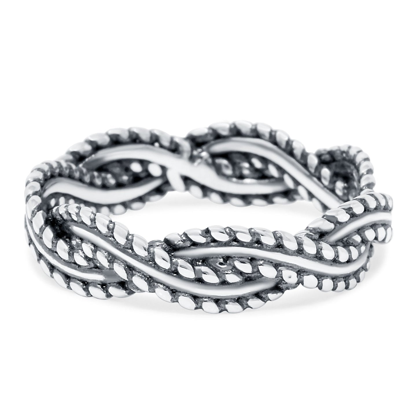 Oxidized Braided Band Ring  (5mm)