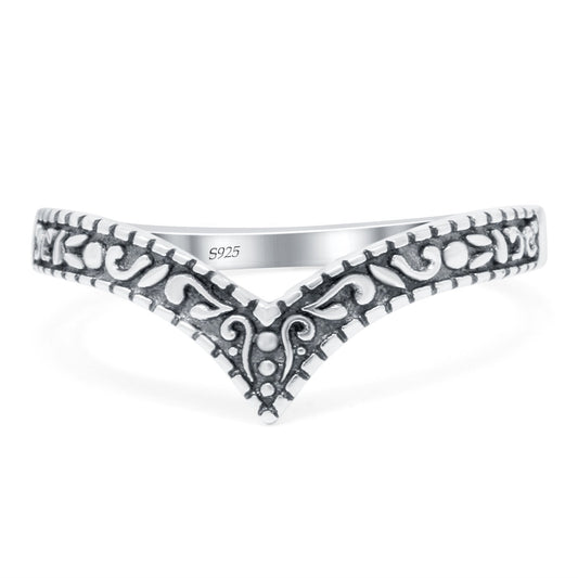 V Shape Band Oxidized Ring (7mm)