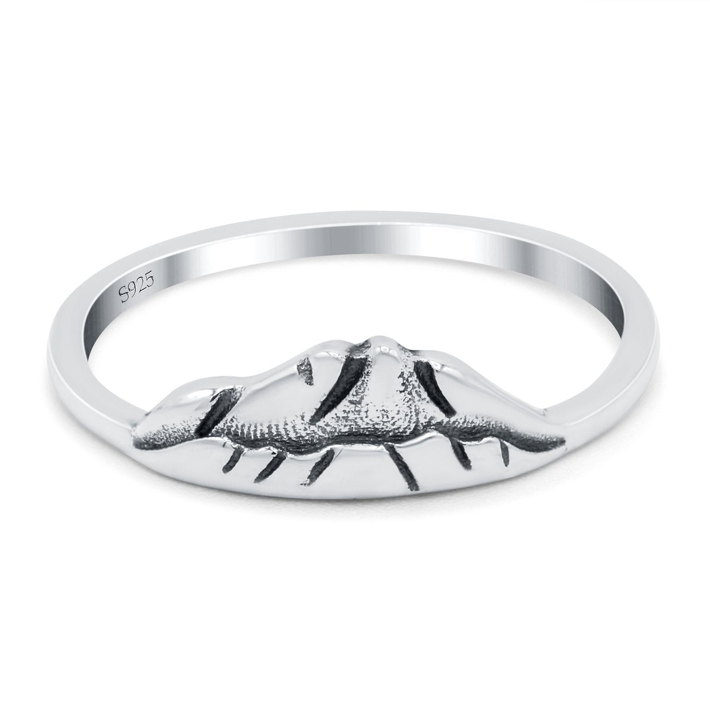 Mountains Oxidized Band Thumb Ring (6mm)