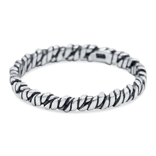 Thin Knot Oxidized Band Thumb Ring (2mm)