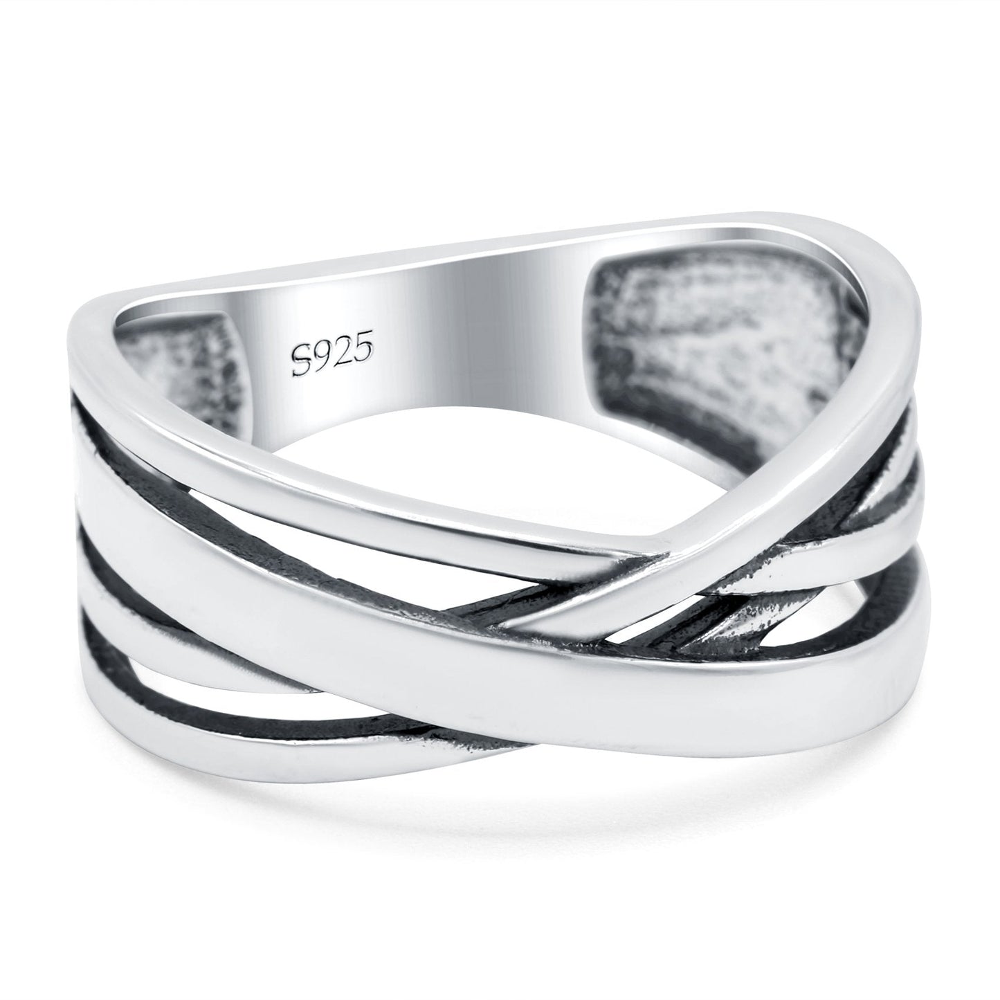 Crisscross Oxidized Band Thumb Ring (8mm)