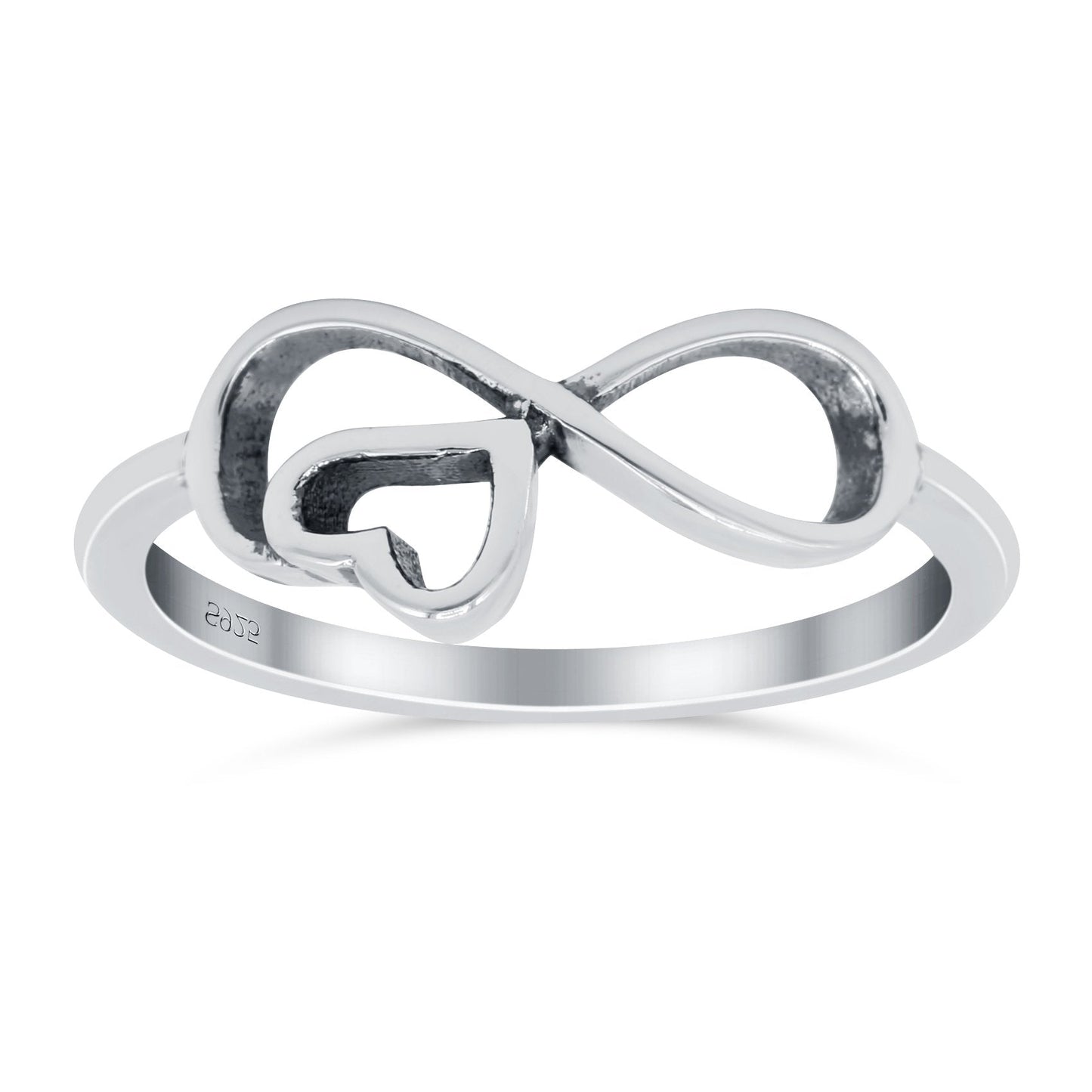 Infinity Heart Oxidized Band Thumb Ring (8mm)