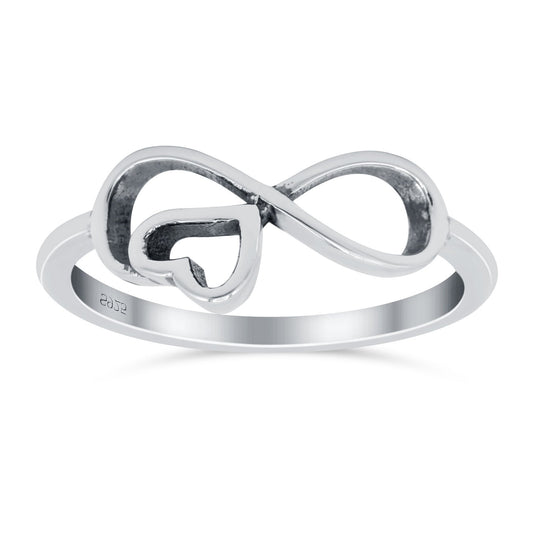 Infinity Heart Oxidized Band Thumb Ring (8mm)