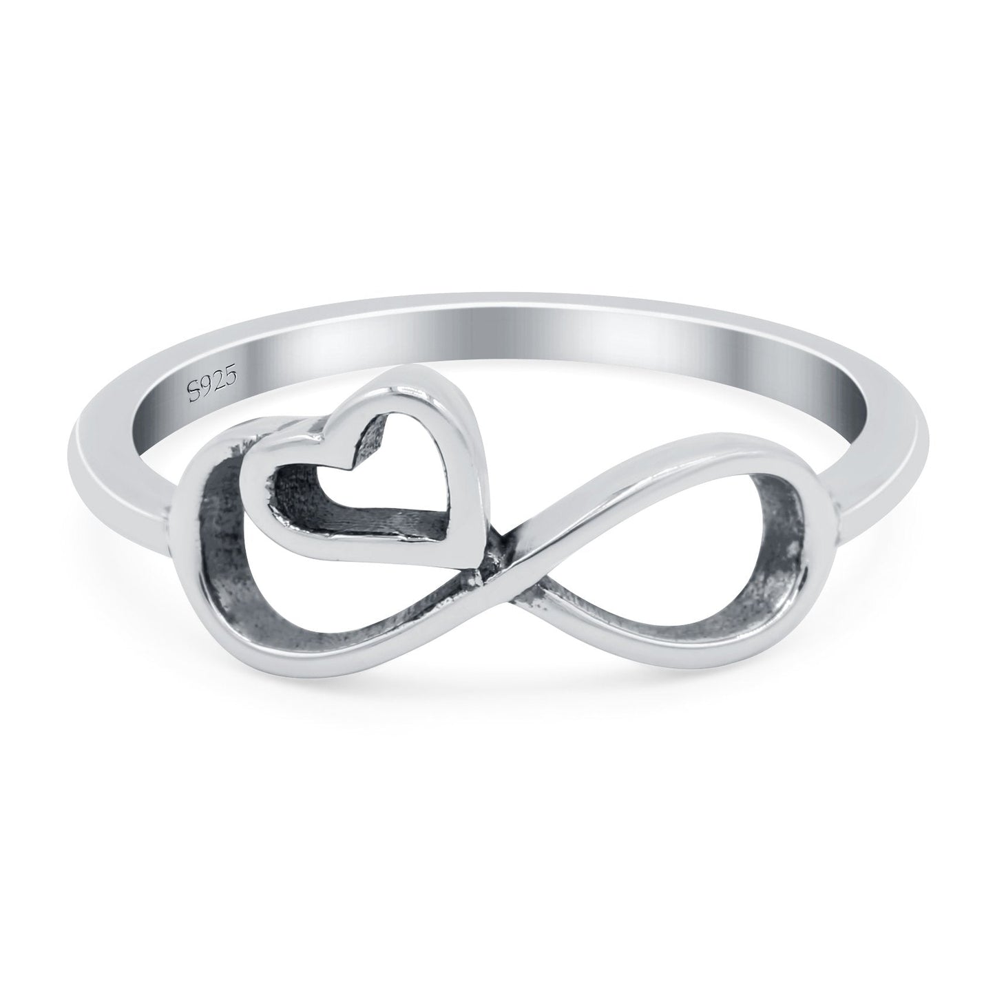 Infinity Heart Oxidized Band Thumb Ring (8mm)