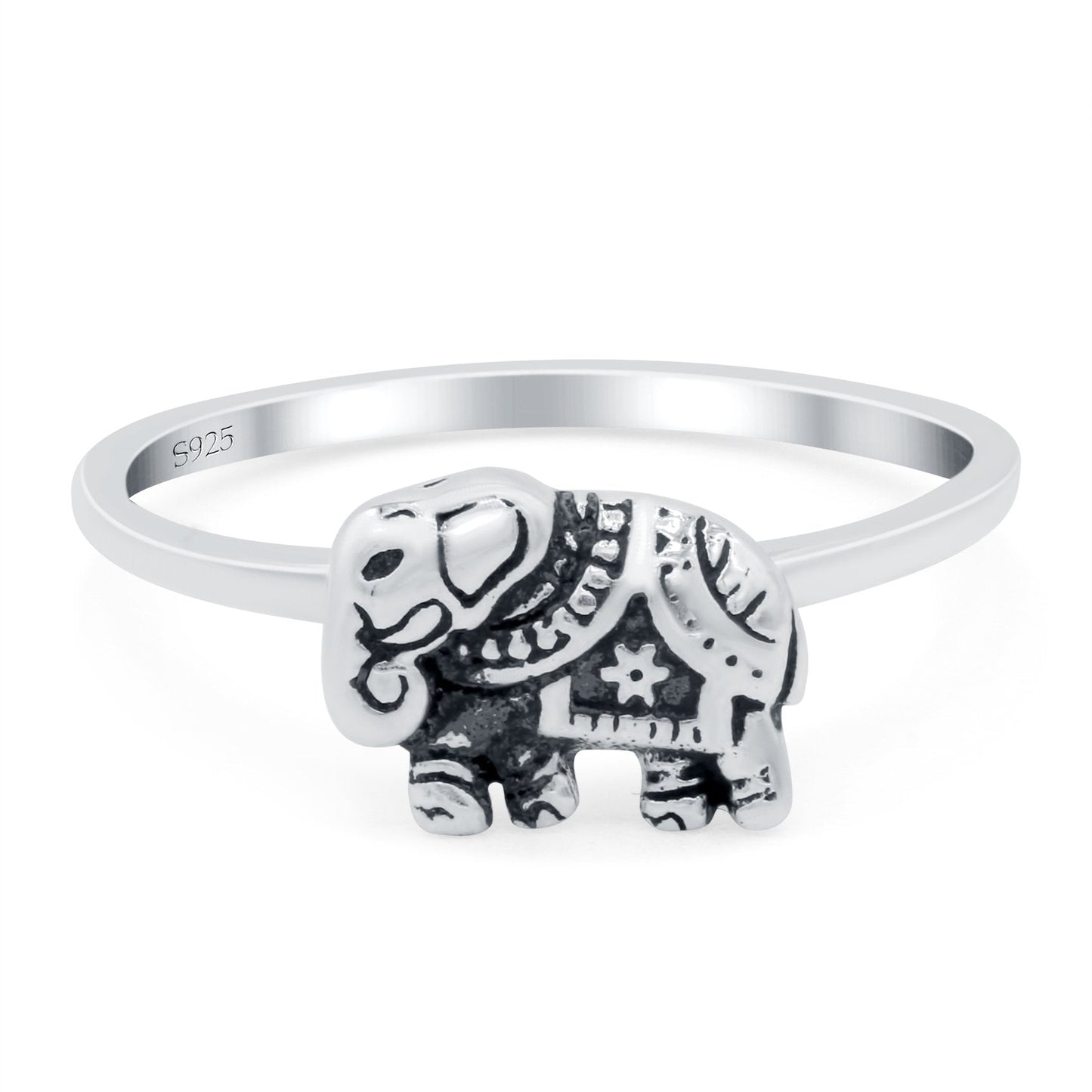 Elephant Oxidized Band Thumb Ring (7mm)