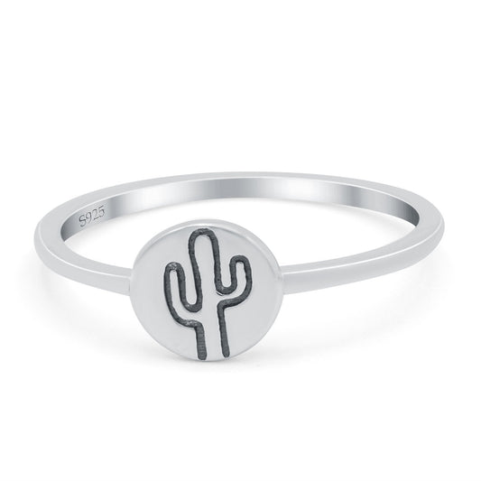 Cactus Ring Oxidized Band Thumb Ring (7mm)