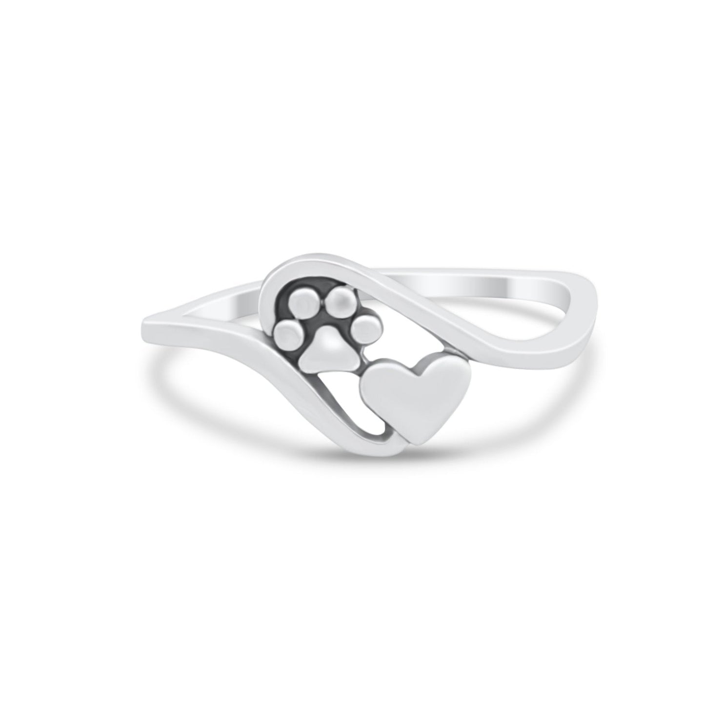 Paw Print Heart Ring