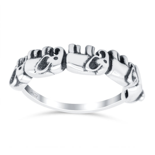 Elephants Oxidized Band Thumb Ring (5.5mm)