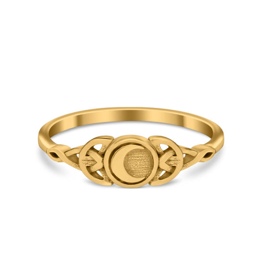 Petite Dainty Celtic Crescent Moon Band