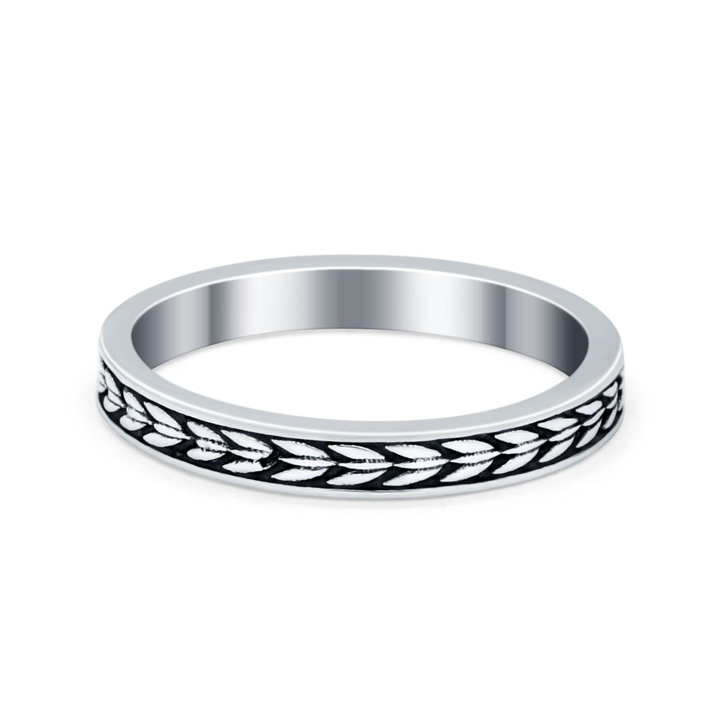 Art Deco Thin Design Smart Oxidized Round Band Ring