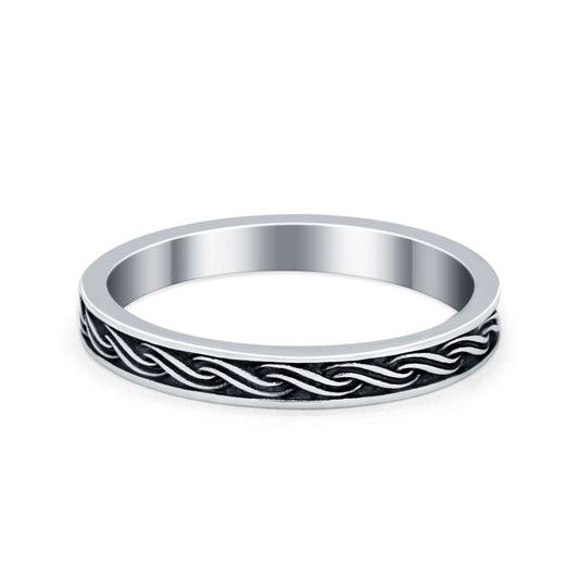 Braide Thin Wave Designer Oxidized Fashion Band Ring