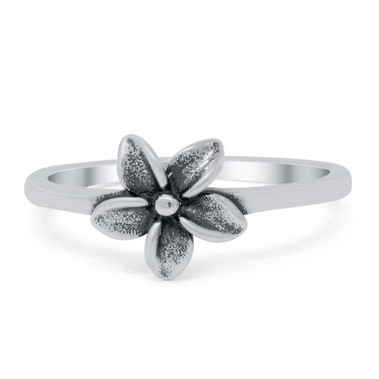 Plumeria Band Oxidized Thumb Ring (9mm)