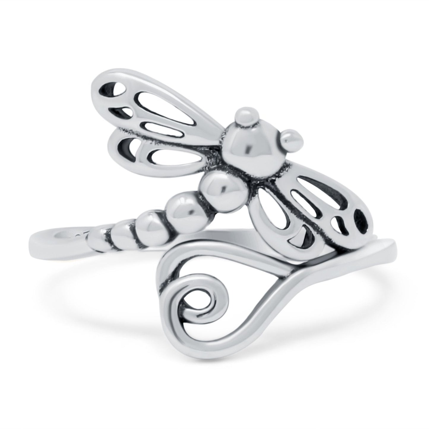 Dragonfly Band Oxidized Thumb Ring (15mm)