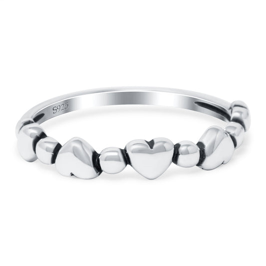 Dots and Hearts Band Oxidized Thumb Ring (3.5mm)