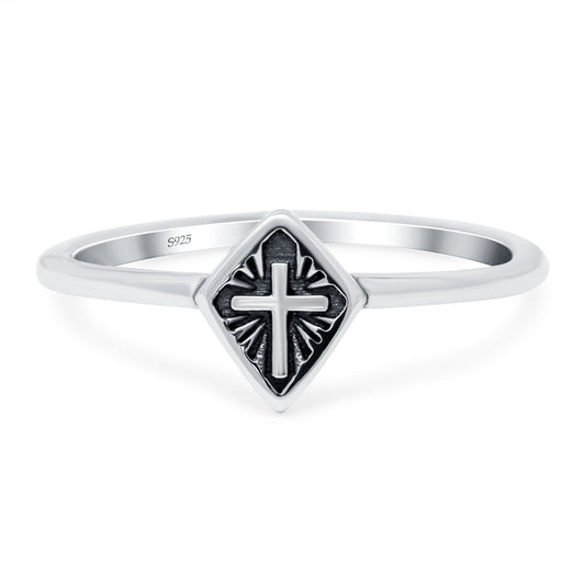 Cross Band Oxidized Thumb Ring (8mm)