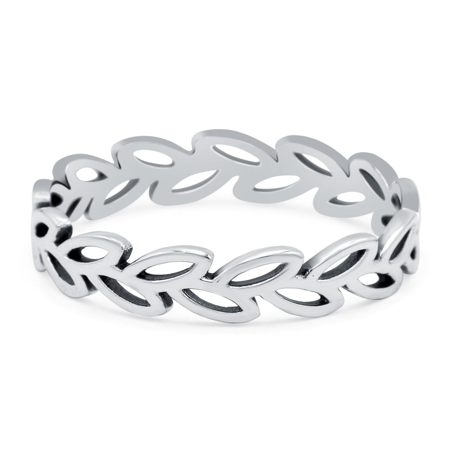 Leaves Ring Oxidized Band (4mm)