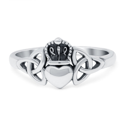 Celtic Claddagh Band Oxidized Ring (9mm)