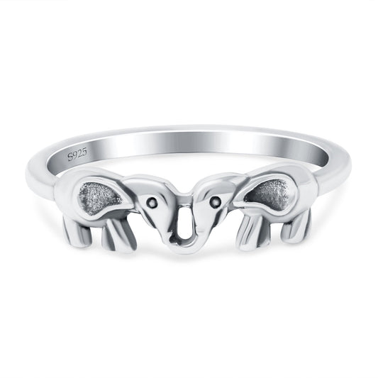 Elephants Band Oxidized Thumb Ring (5mm)