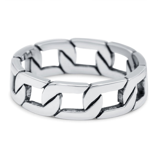 Link Chain Band Oxidized Thumb Ring (6mm)