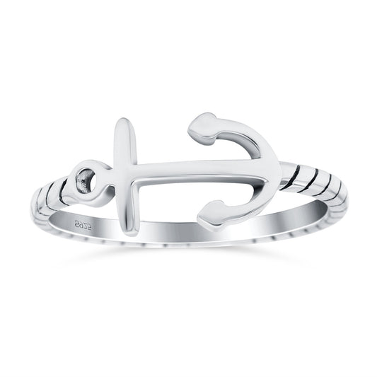 Anchor Band Oxidized Thumb Ring (8mm)