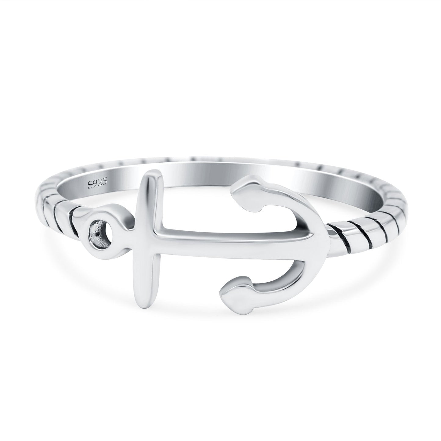 Anchor Band Oxidized Thumb Ring (8mm)