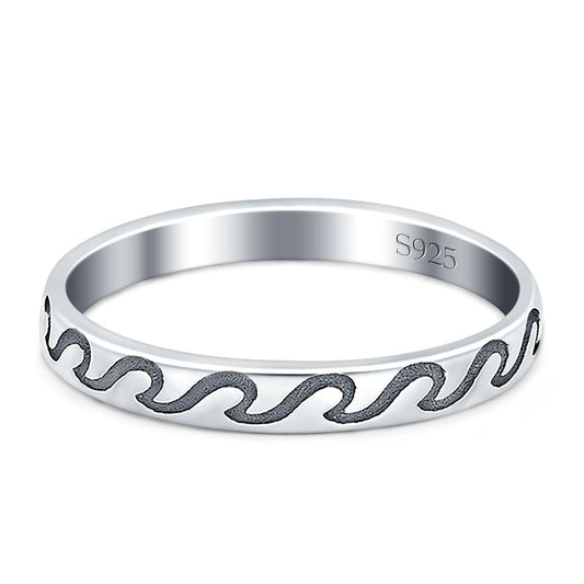 Wave Band Oxidized Ring (3mm)