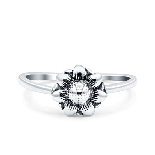 Sunflower Ring Oxidized