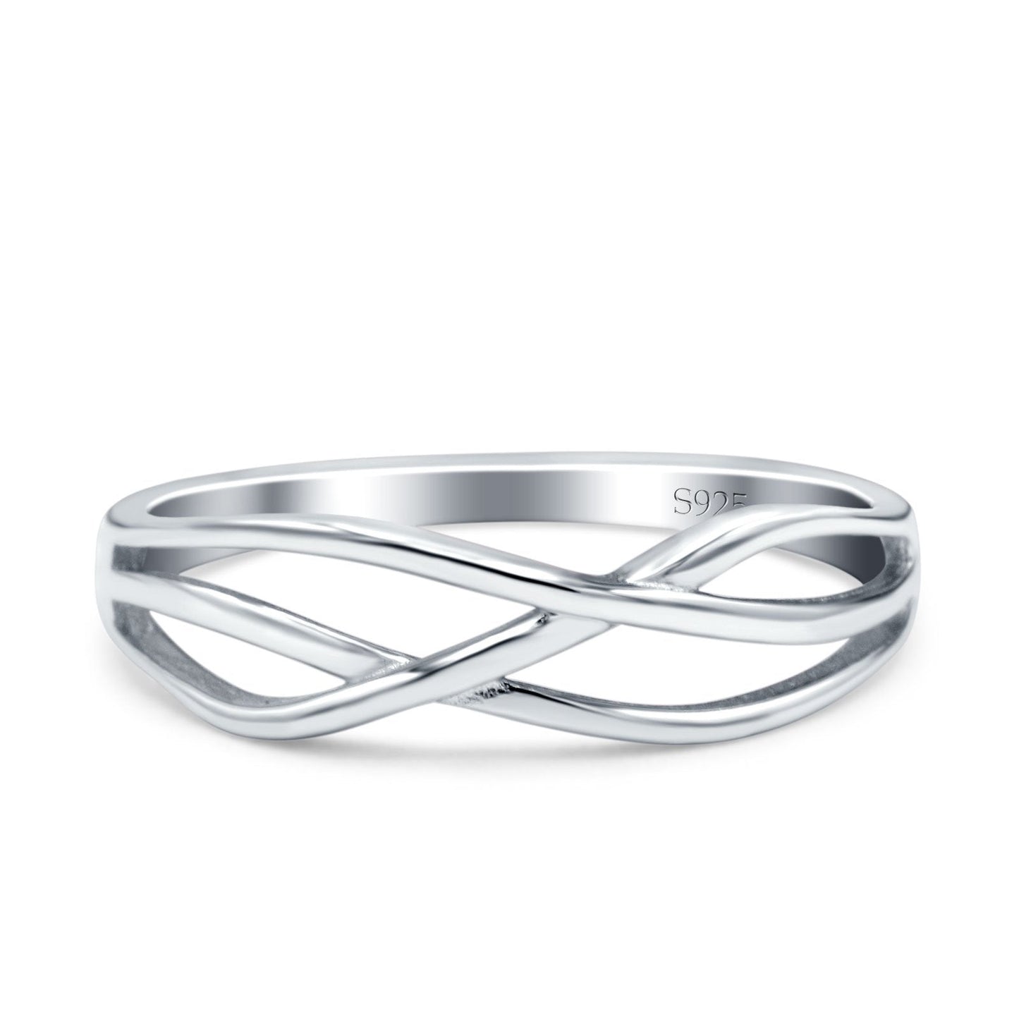 Criss Cross Rhodium Plated Band Thumb Ring (6mm)