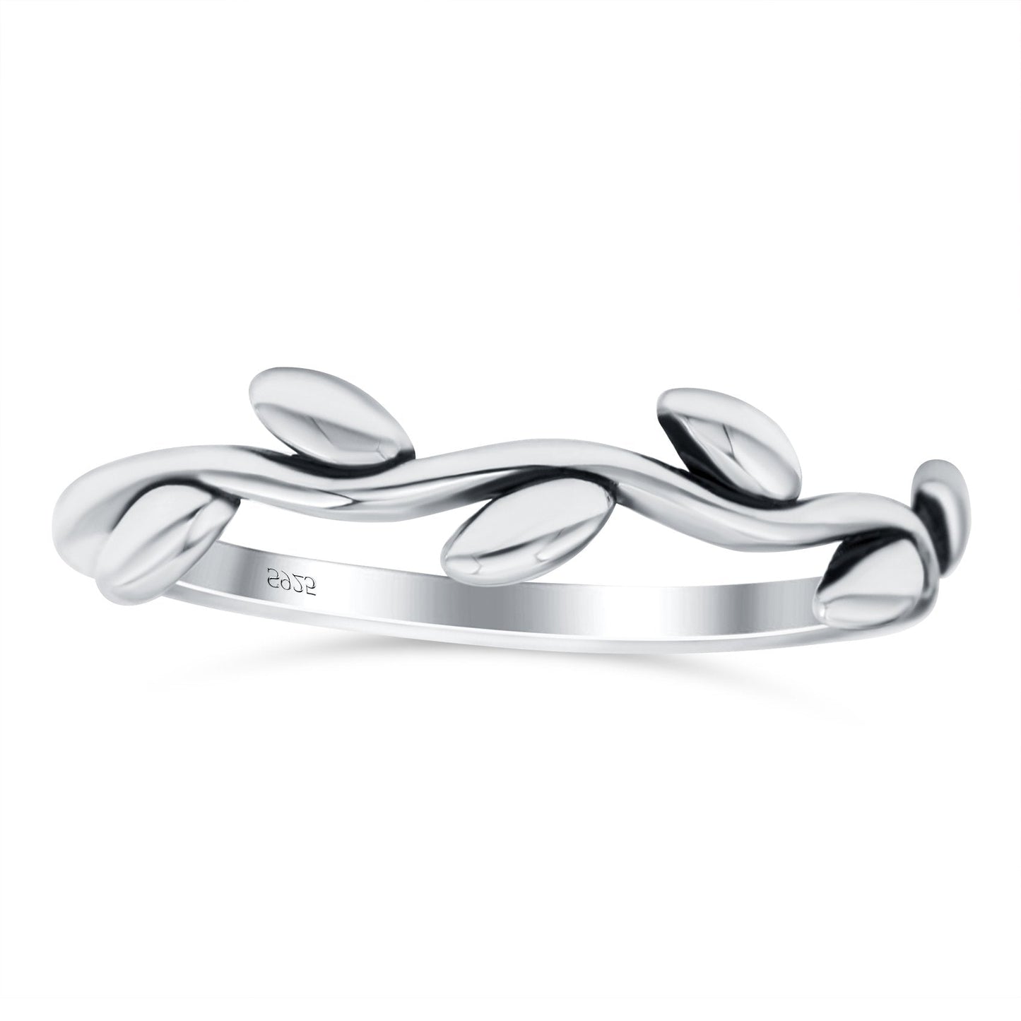 Leaves Oxidized Band Thumb Ring (5mm)