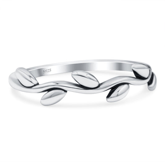 Leaves Oxidized Band Thumb Ring (5mm)