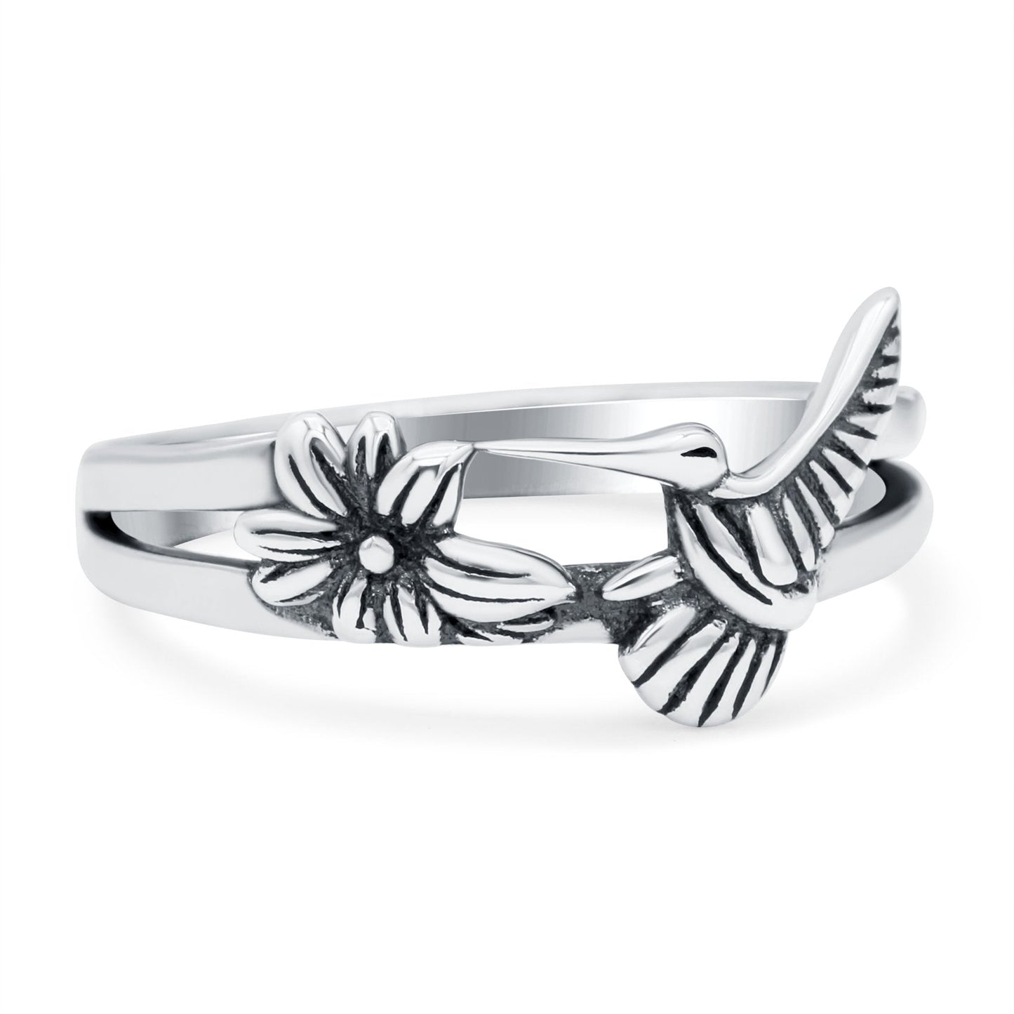 Flower Hummingbird Ring