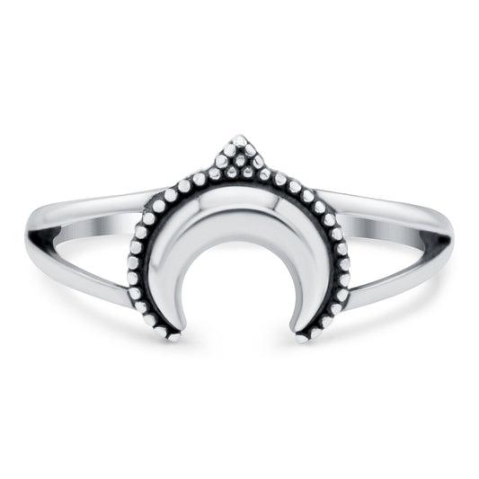 Moon Oxidized Band Thumb Ring (10mm)