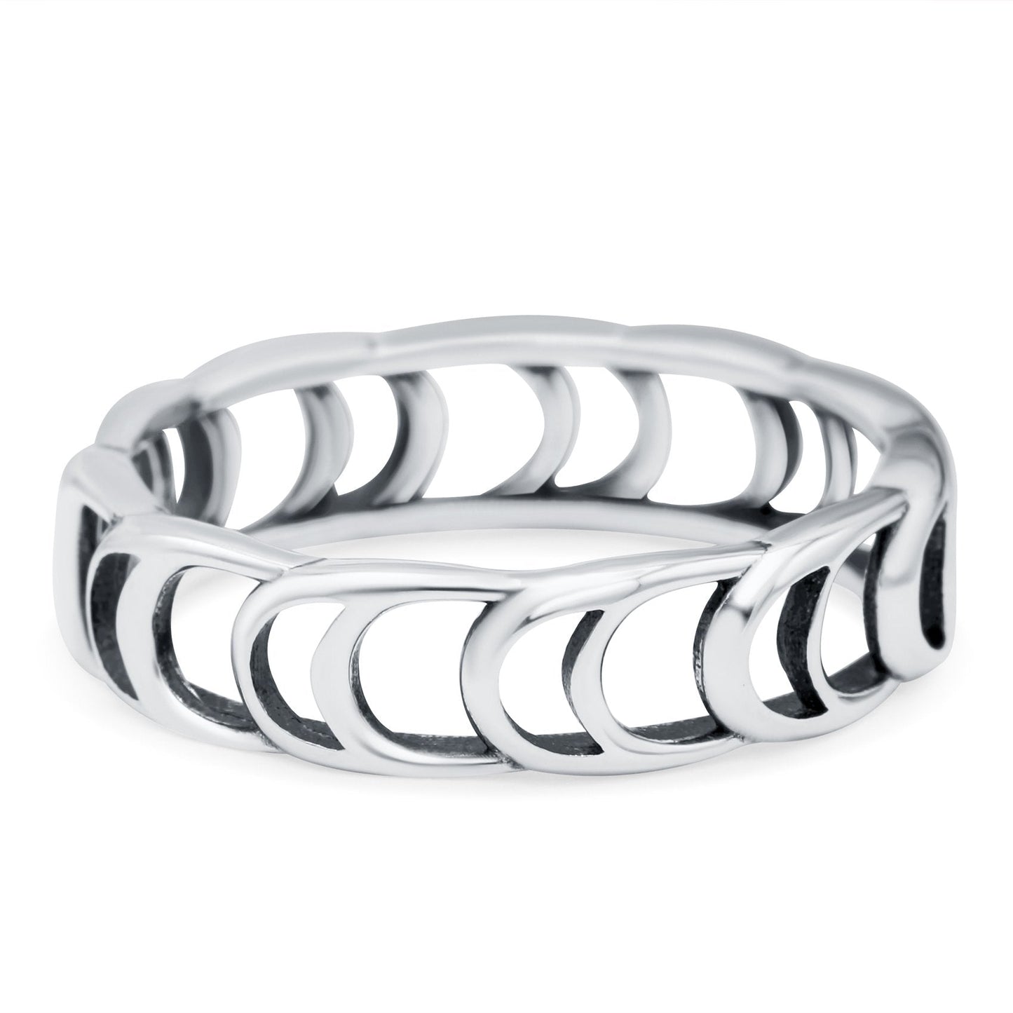 Crescent Moon Oxidized Band Thumb Ring (5mm)