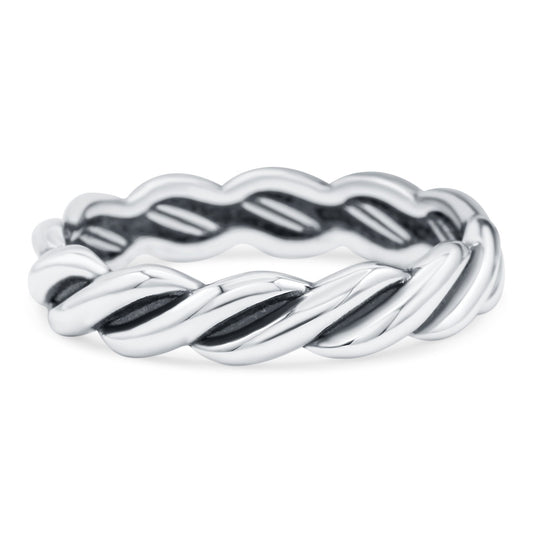 Rope Oxidized Band Thumb Ring (4mm)