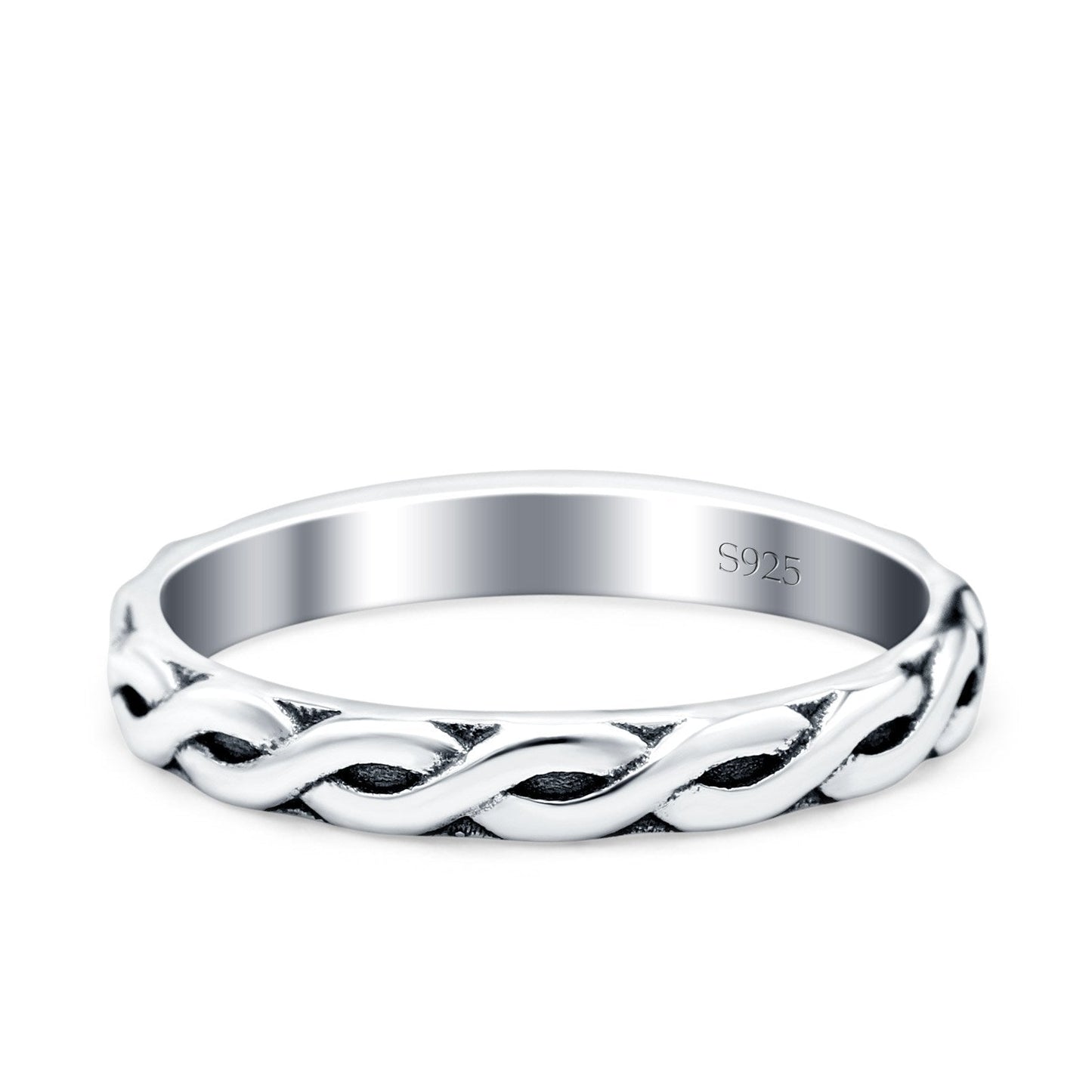 Braid Oxidized Band Thumb Ring (3mm)